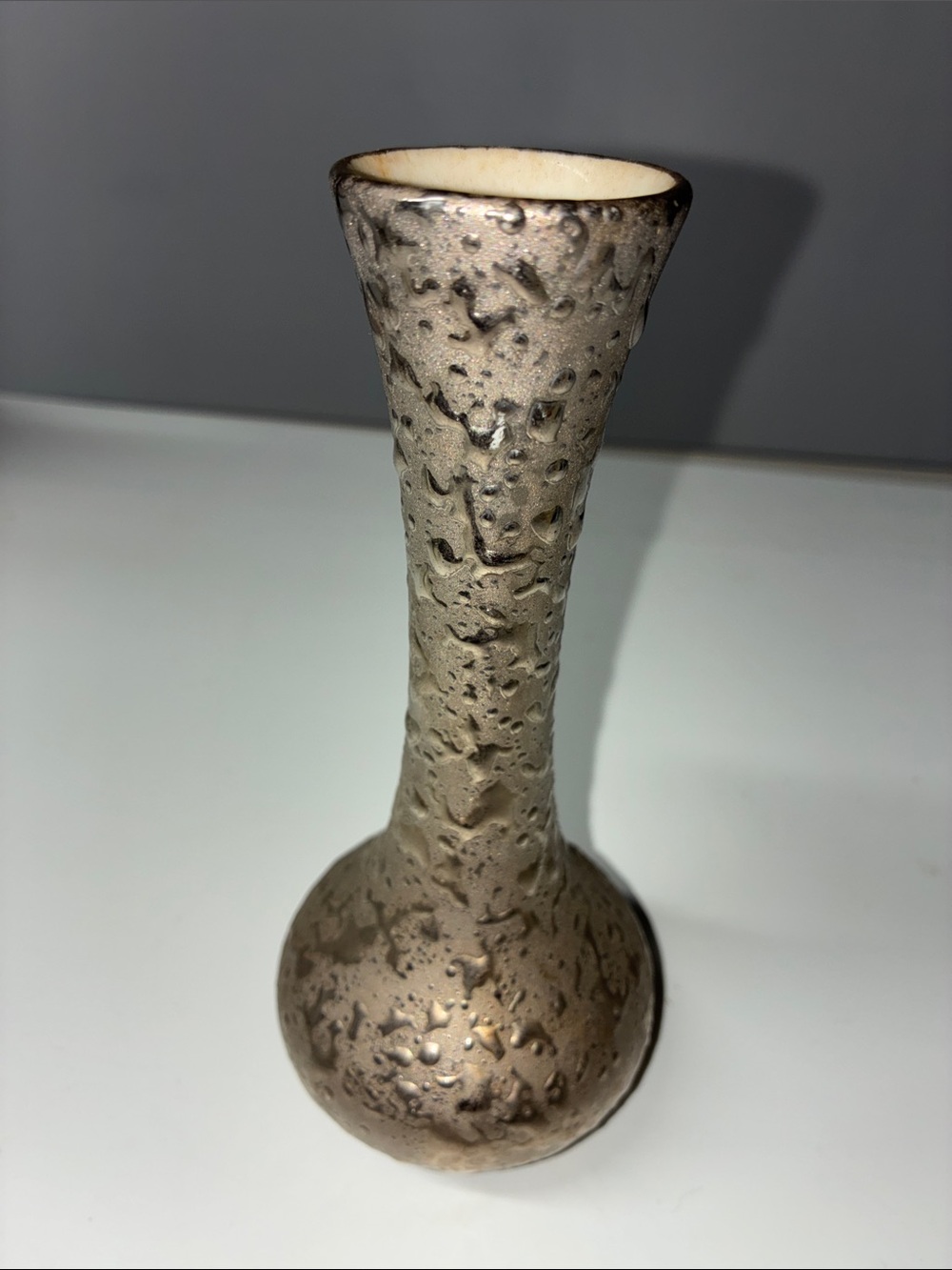 VTG Dixon Art Studios Weeping Silver Bud Vase. Made USA.